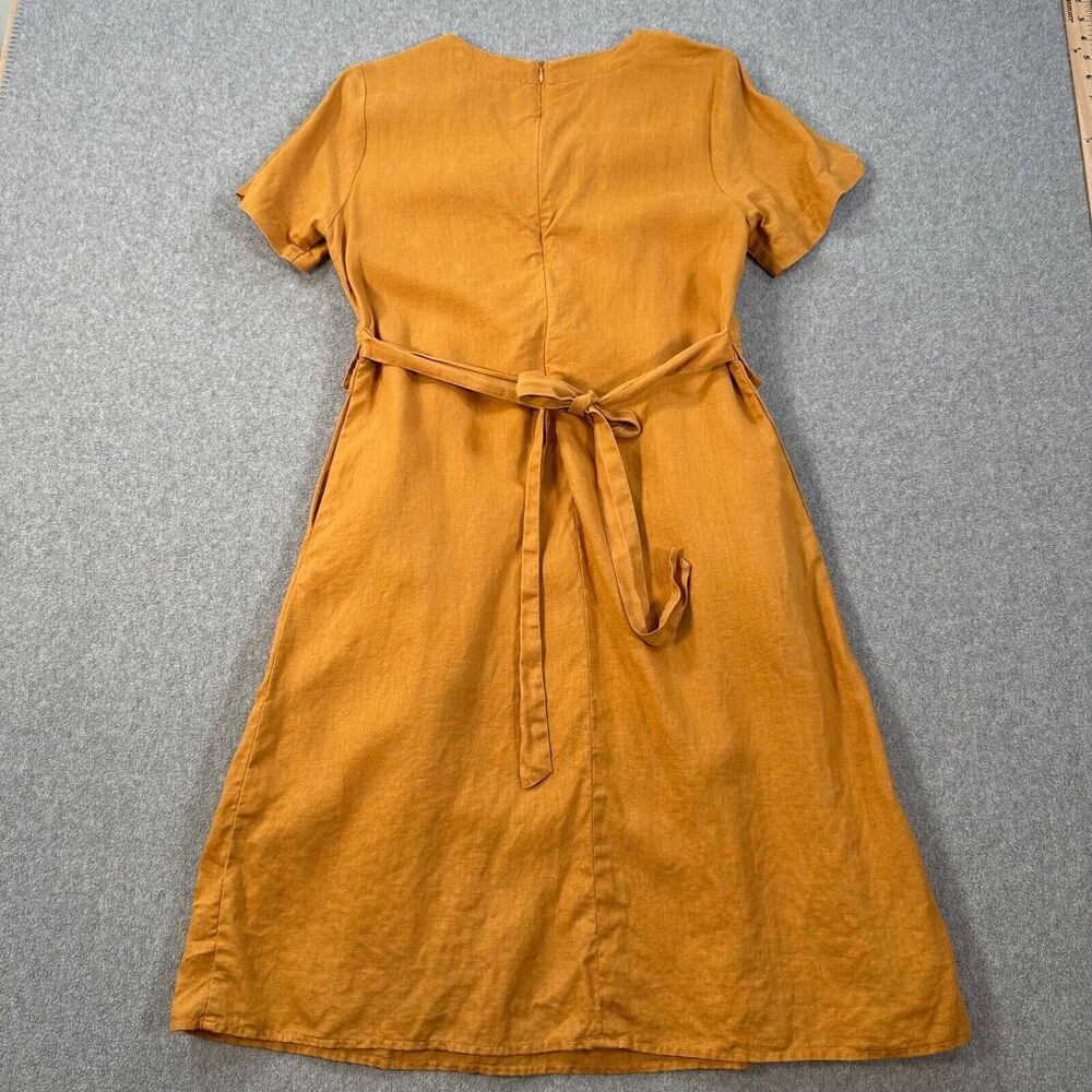 Grae Cove Short Sleeve Dress Women's Small Linen Laganlook Golden Faux Pockets - Picture 9 of 10